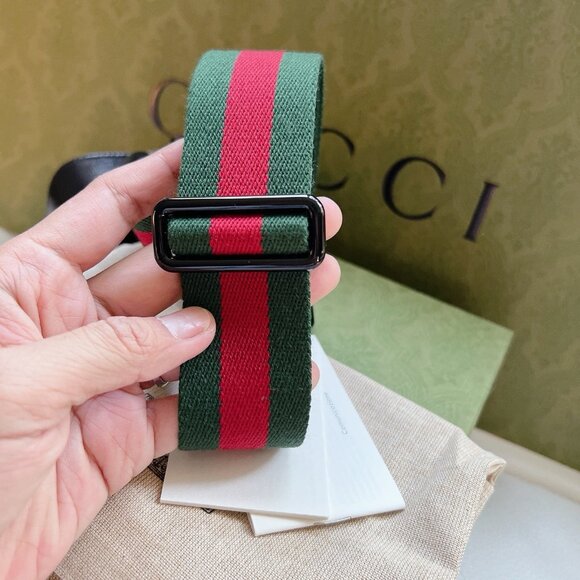 Gucci Azalea Horsebit 1955 Web Monochrome GG Mini HandBag Wallet On Strap Black - Picture 8 of 13